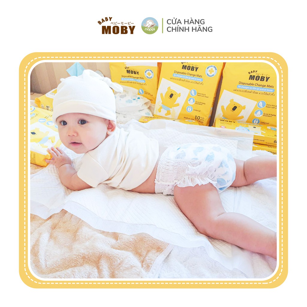 Combo 03 Bịch miếng lót sơ sinh Moby Baby chống thấm vệ sinh (10 miếng/bịch)