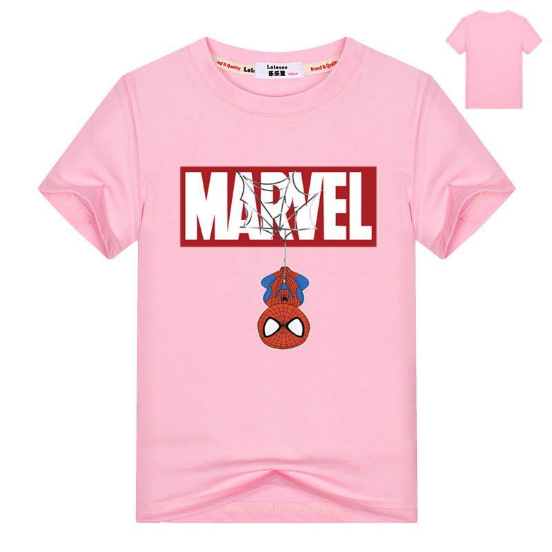 Áo thun bé trai in hình Marvel Spider Man, Chất liệu cotton thoáng mát mềm mịn, Hình in PET không bong tróc, SSSHOP