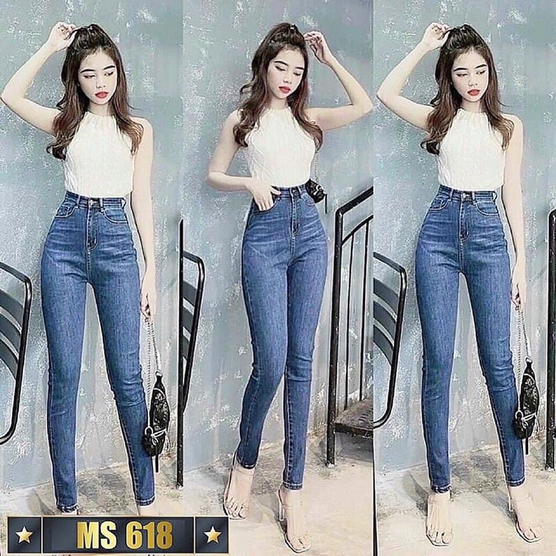 Quần Dài Jean BigSize Trơn Lưng Siêu Cao - Co Giãn Mạnh - Quần Skinny Bigsize Lưng Cao - Quần Jean Cạp Cao