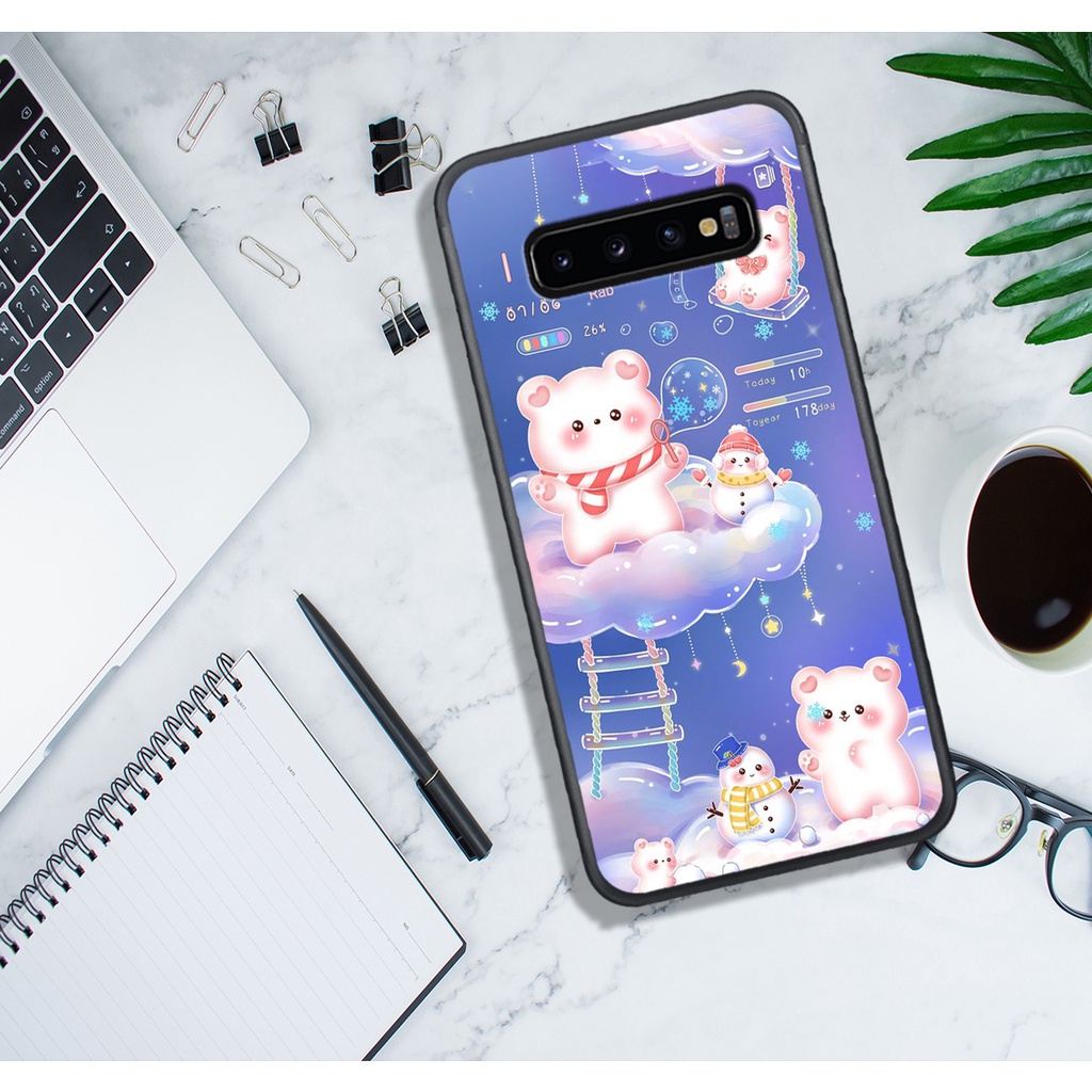 ỐP LƯNG SAMSUNG S8 - S8 PLUS - S10 - S10 PLUS - S10 5G , IN HÌNH GẤU NÂU CHOCOLATE ĐÁNG YÊU.