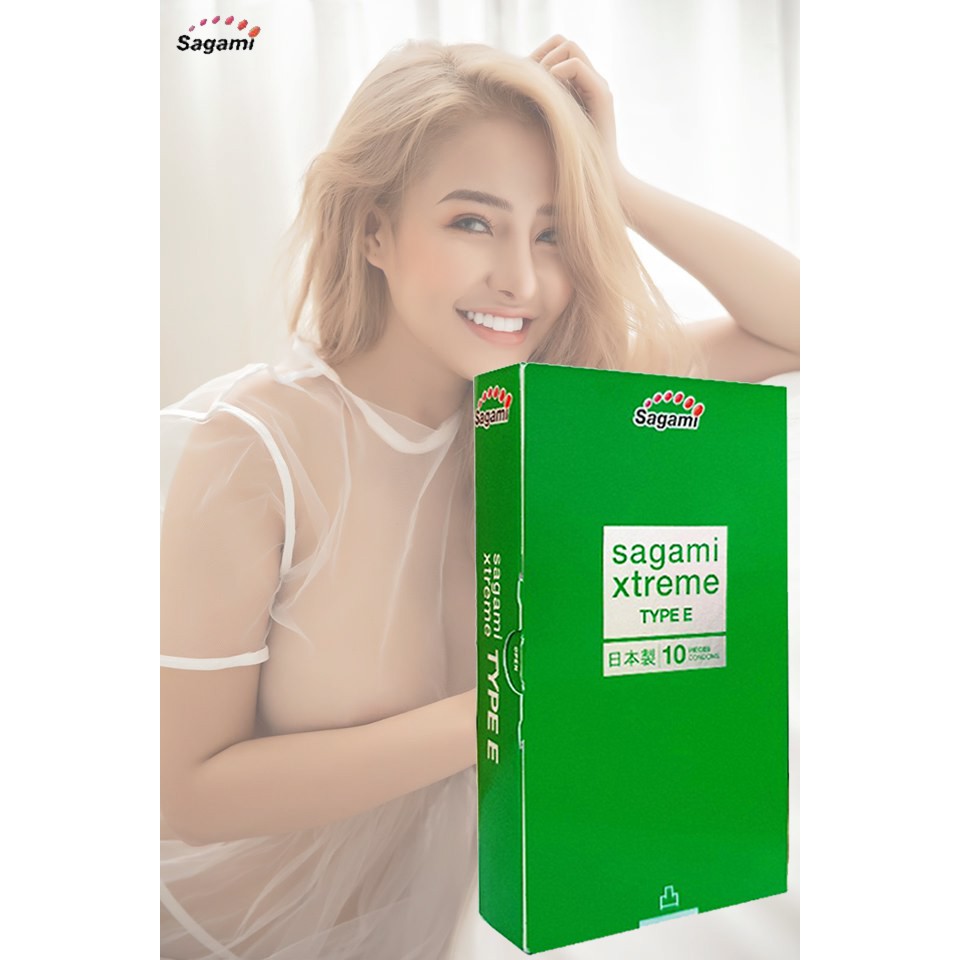 Bao cao su siêu mỏng có gai Sagami Xtreme Type E Green