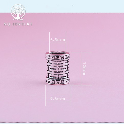 Charm bạc chặn dài hình chữ hỷ - NQ Jewelry