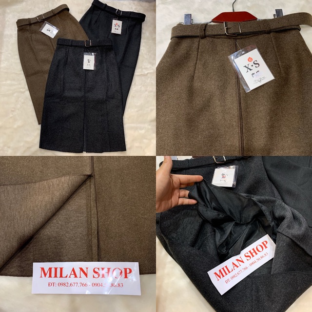 Chân váy dạ dài qua gối kèm đai trơn phom rộng | BigBuy360 - bigbuy360.vn