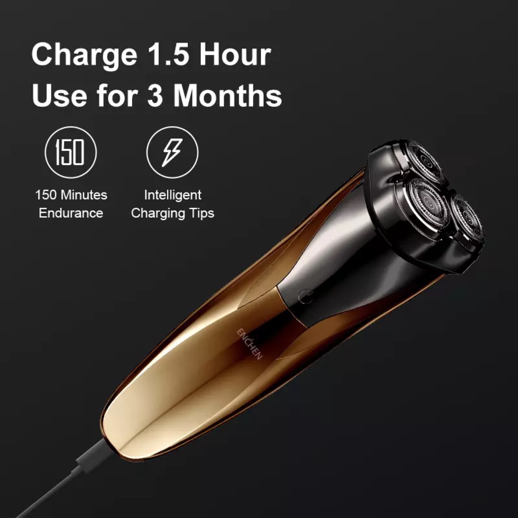 Máy cạo râu Xiaomi Enchen Blackstone 3CJ vàng, chống nước IPX7,Pin 3 tháng, độ ồn thấp, lưỡi dao tự mài