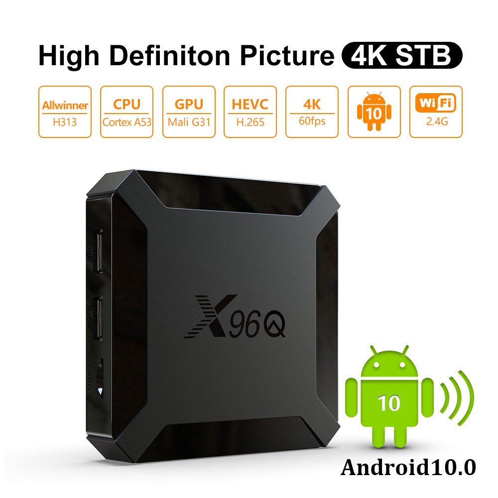 PRE INSTALL X96Q 4K Smart TV Box 1G+8G H3 Android 10.1 3D HDMI 2.0 Support 5G Wifi