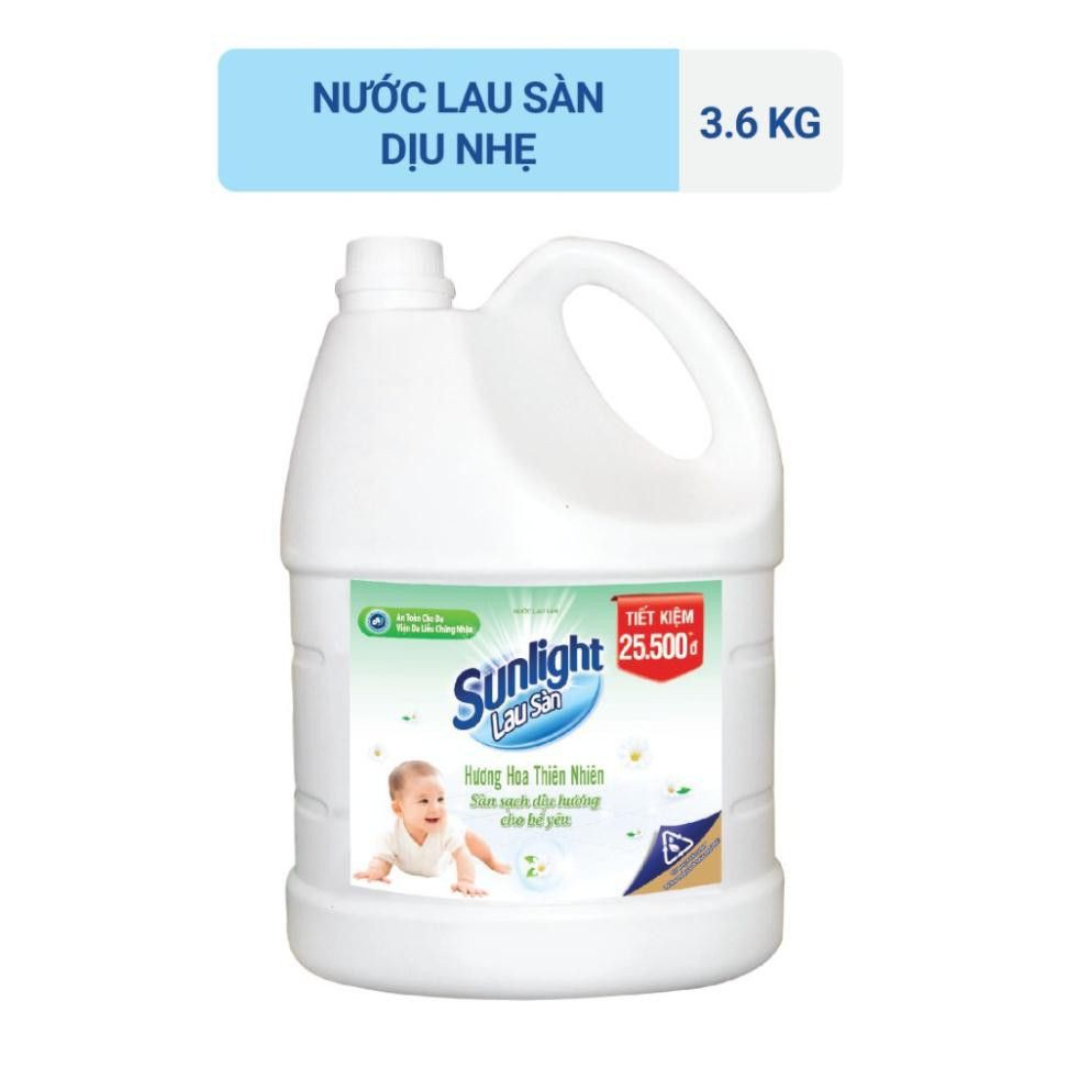 Nước lau sàn Sunlight Hương Hoa Thiên Nhiên Chiết Xuất Tre và Lô Hội (can 3.6kg)