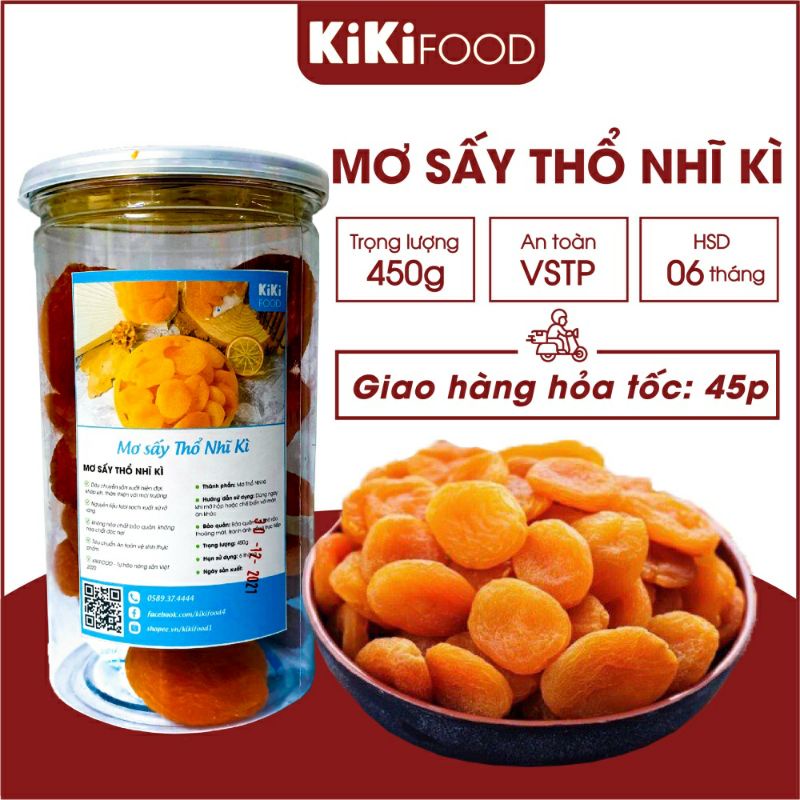 Mơ sấy dẻo tự nhiên Thổ Nhĩ Kỳ 450G KIKIFOOD thơm ngon, đồ ăn vặt Việt Nam an toàn vệ sinh thực phẩm