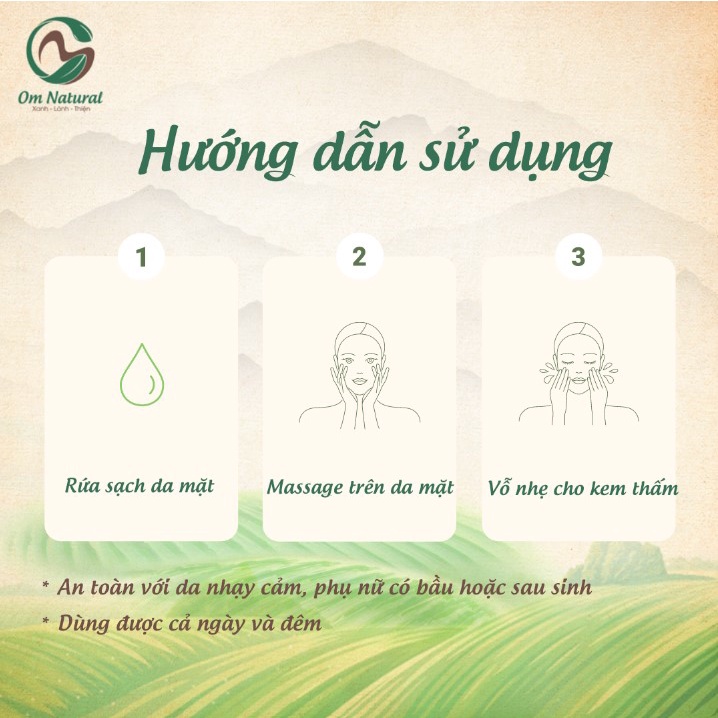 Kem Dưỡng Da Tía Tô A OM NATURAL Cấp Ẩm, Làm Mịn Sáng Da 50g