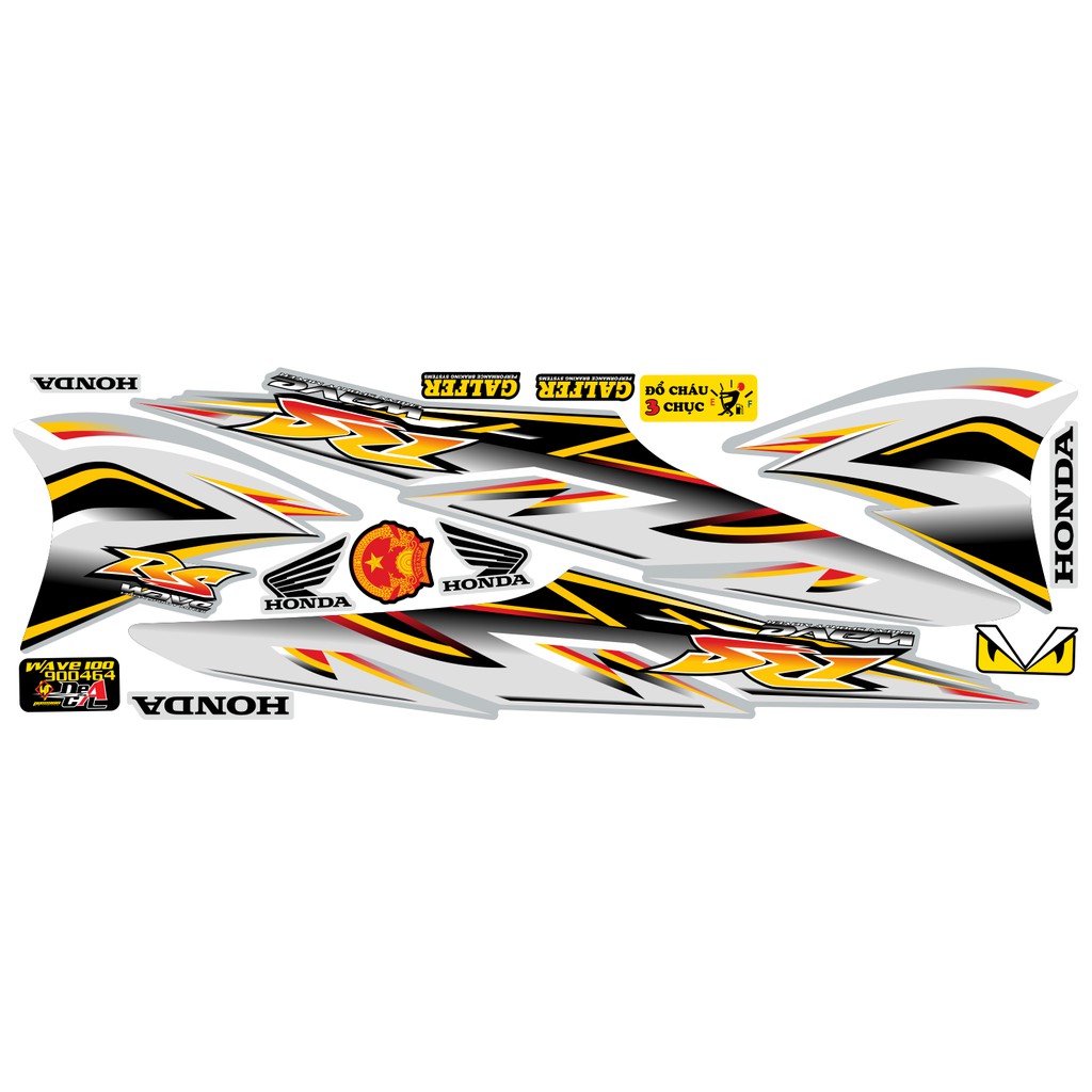 Tem rời Wave a 50 - 100 cc Đời 2006-2016 Mẫu RS giả zin 2021 Phiên Bản Các Màu 900464
