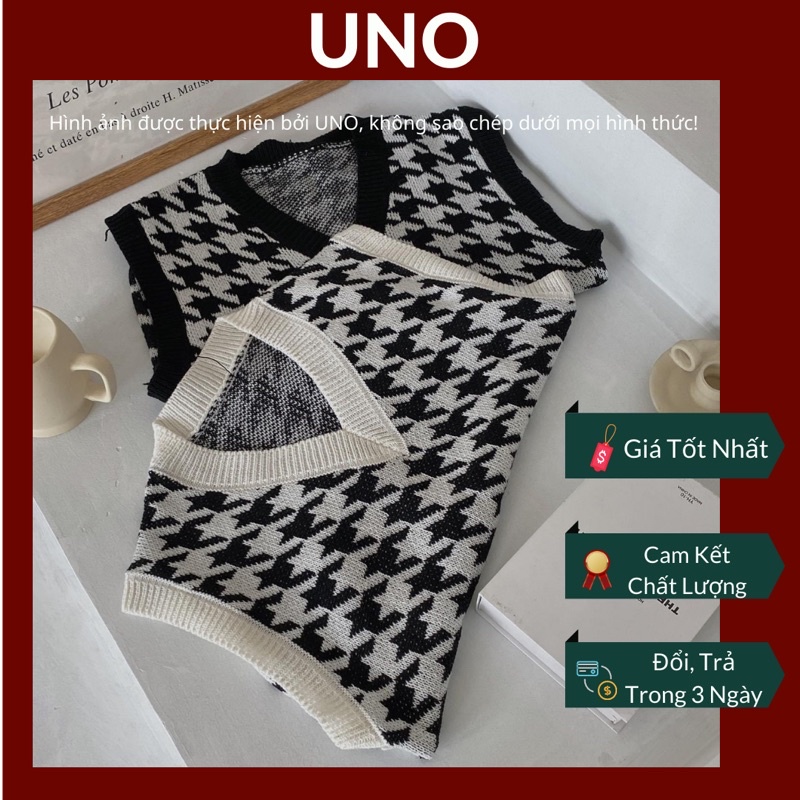 Áo gile hoạ tiết trắng đen style Hàn Quốc by UNO
