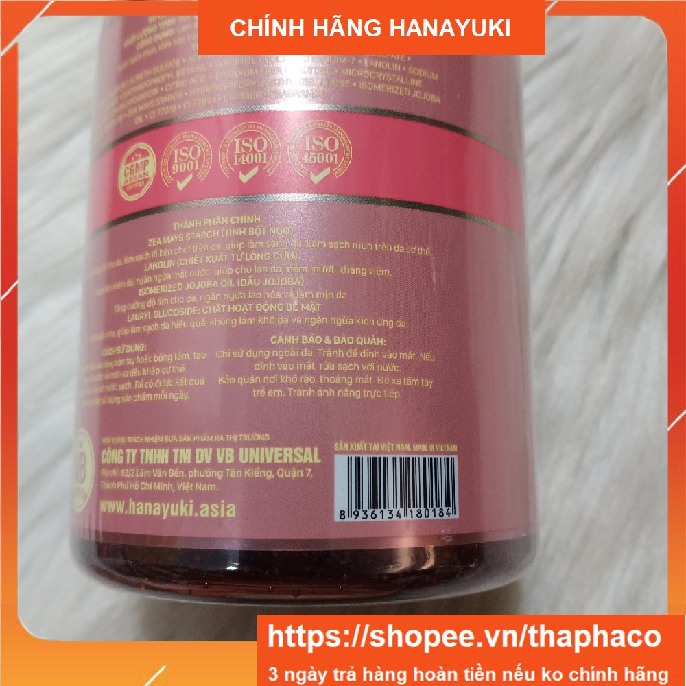 Combo Sữa Tắm Hanayuki Body Wash chai 500gr - Dầu Gội Hanayuki Shampoo chai 300gr Date 2023