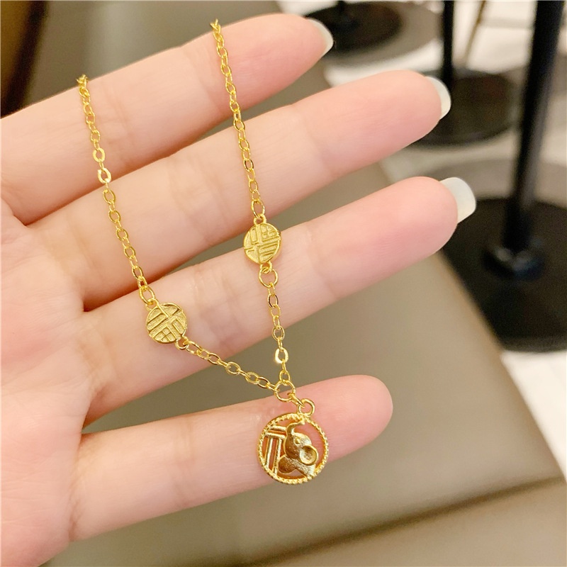 Lắc Tay Nữ Mạ Vàng 18K Họa Tiết Phước Lành, Lắc Tay Nữ Mạ Vàng