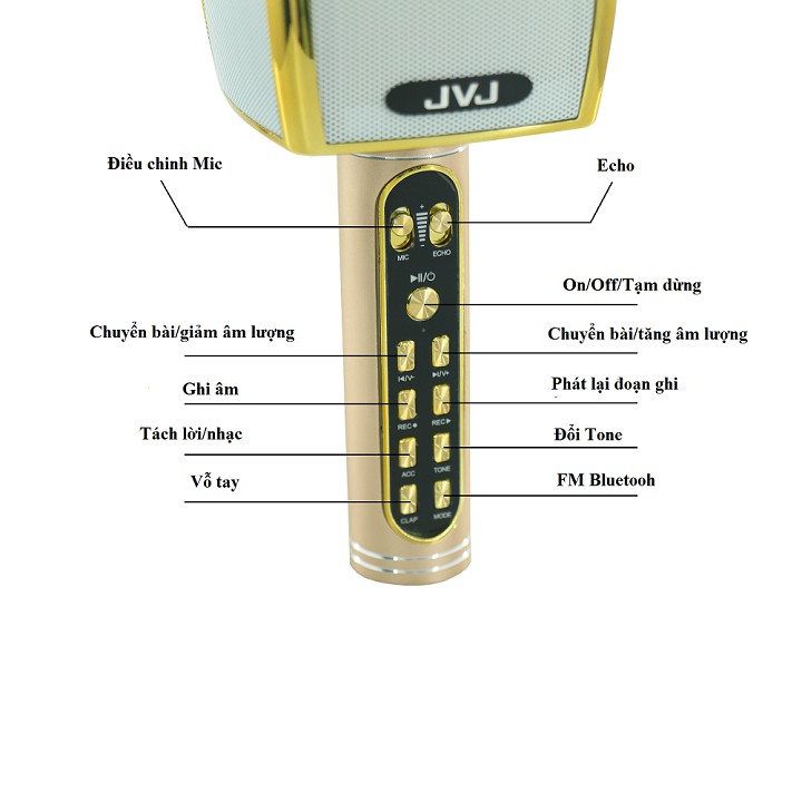 Micro không dây JVJ YS91 karaoke bluetooth - Tặng kèm cục sạc chính hãng