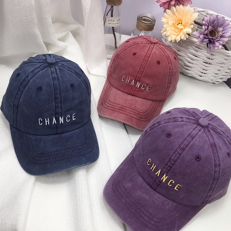 Mũ lưỡi trai kiểu Hàn thêu chữ phong cách đường phố bốn mùa có thể giặt được 19117