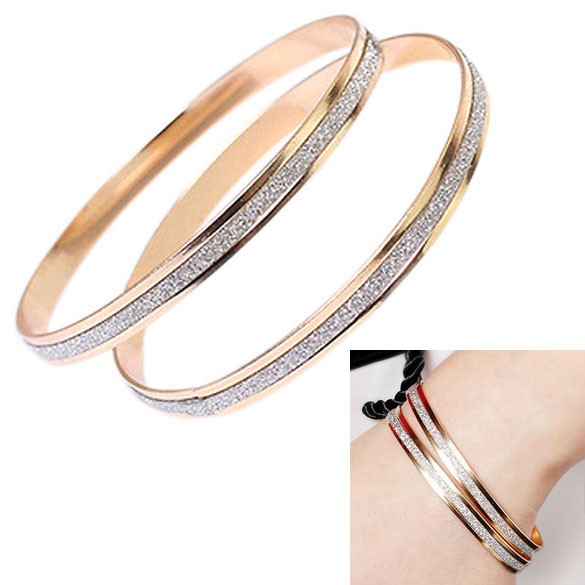 ForU-1 Scrub Shiming Bangle 18K Gold Bracelet