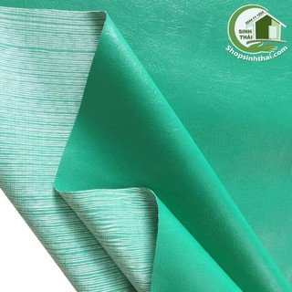 Vải da simili PVC - vải giả da may túi, làm dép, bọc ghế sofa - [ 1 mét x khổ 1,4m ] màu xanh lá có vân