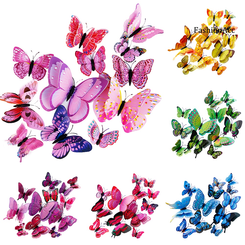 Set 12 bươm bướm 3D có nam châm dán tường trang trí
