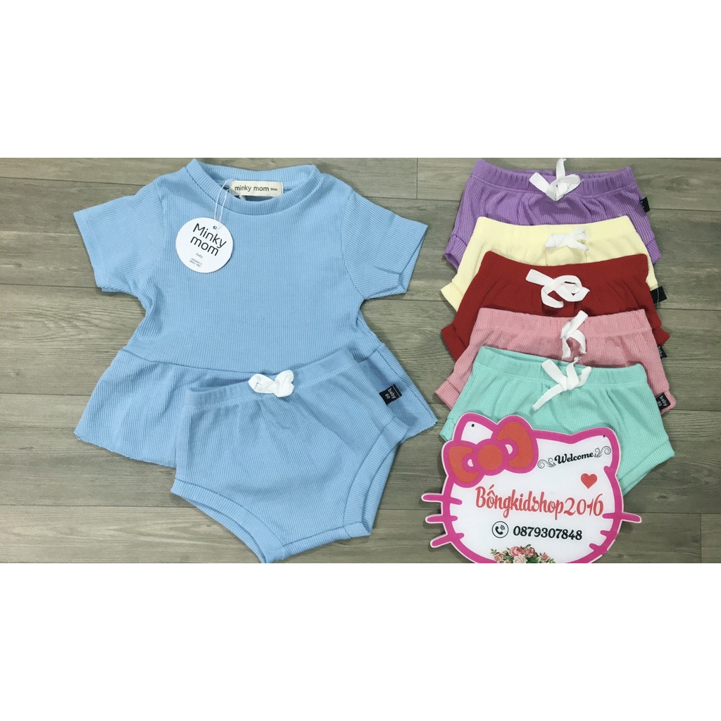 ( 14 - 18kg) Bộ cộc tay thun len gân Minky Mom cho bé gái