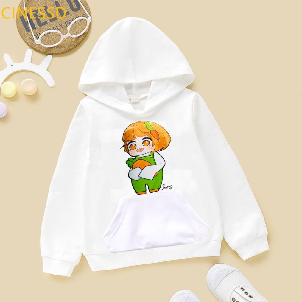 Áo Hoodie màu trắng in hình hero team cực chất đủ size cho bé trai bé gái