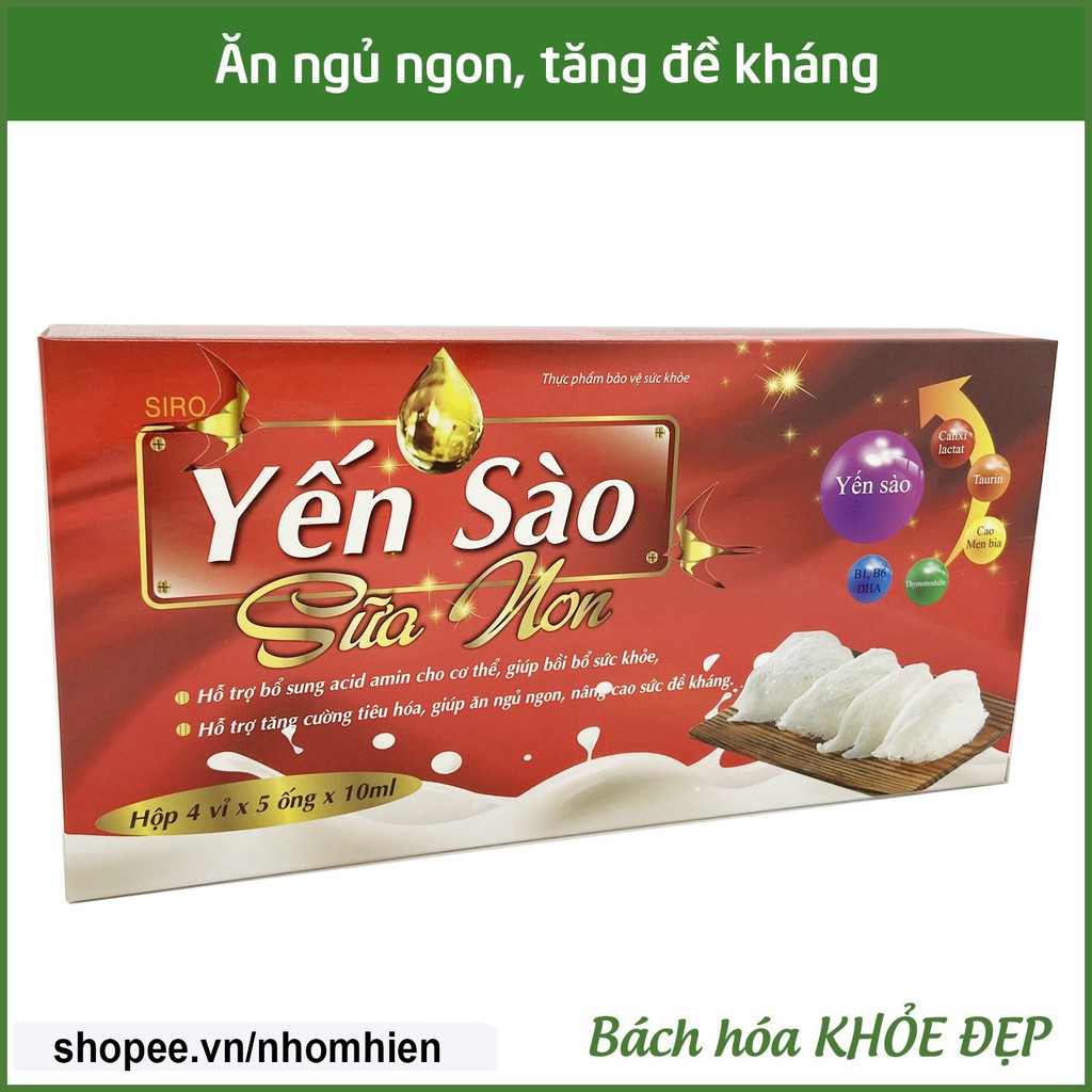 Siro Yến Sào Sữa Non giúp bé ăn ngủ ngon, tiếu hóa tốt, tăng đề kháng - 20 ống [Siro Yến Sào Sữa Non]