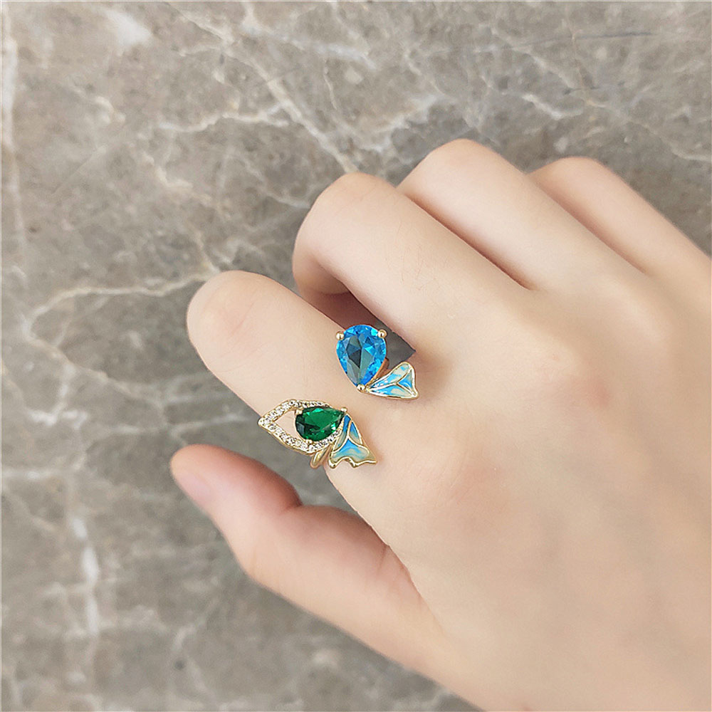 Nhẫn Đeo Tay Kim Loại Hình Bướm Đính Đá Lung Linh Hợp Thời Trang Cho Nữ