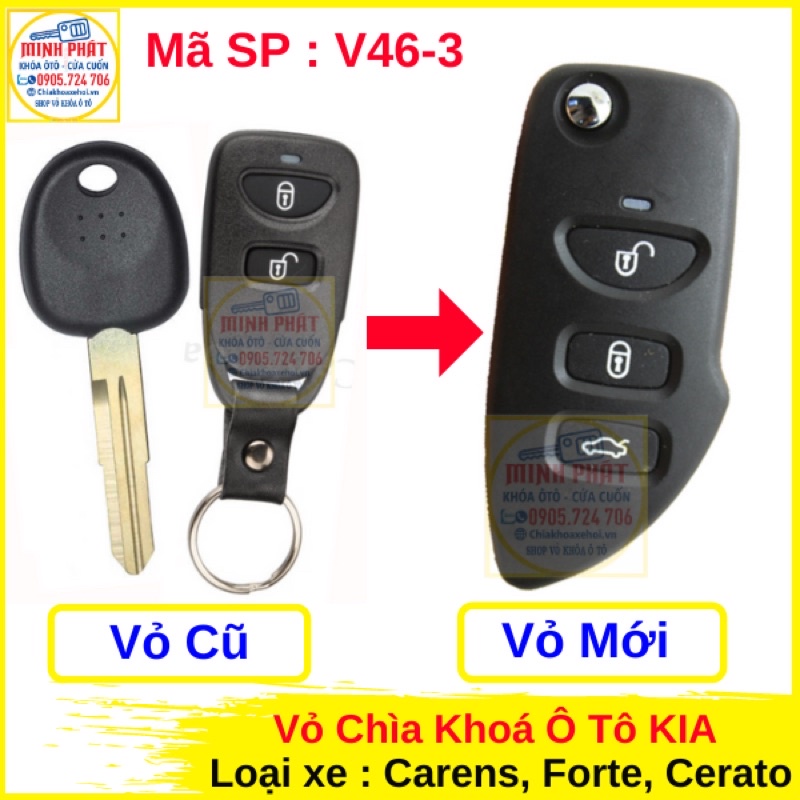 Vỏ Độ gập chìa khóa xe Kia Carens, Forte, Cerato