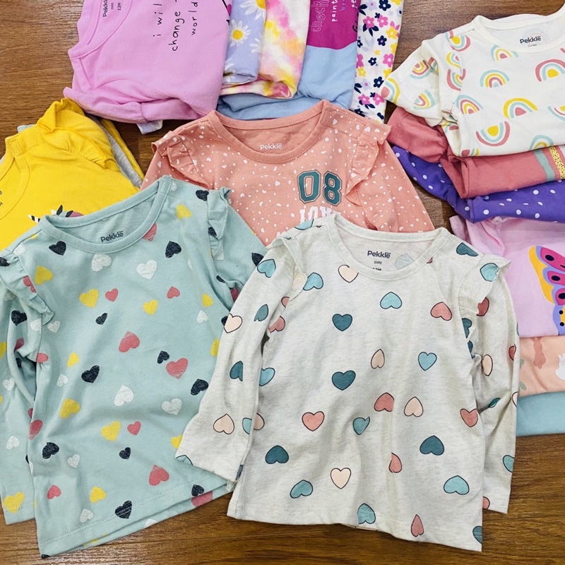 𝐒𝐡𝐨𝐩 𝐌𝐞̣ 𝐁𝐨𝐛 𝟖𝟔 - [BẢNG MÀU 2] Áo cotton dài tay Pekkle bé gái xuất xịn xinh ngất ngây (12m-4y)