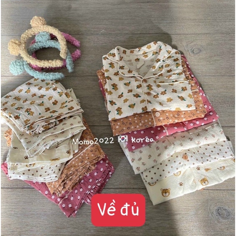 vải thô cara mẫu mới vintage 100% cotton may đồ bộ dài tay mùa hè thu
