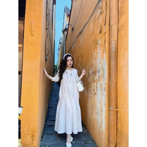 VN912 - VÁY SUÔNG BE LI GÂN ĐUÔI CÁ TAY LỠ