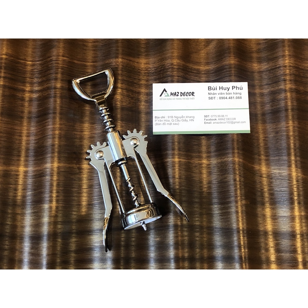 Dụng cụ khui mở rượu vang inox không rỉ bền đẹp dễ dàng sử dụng siêu tiện lợi