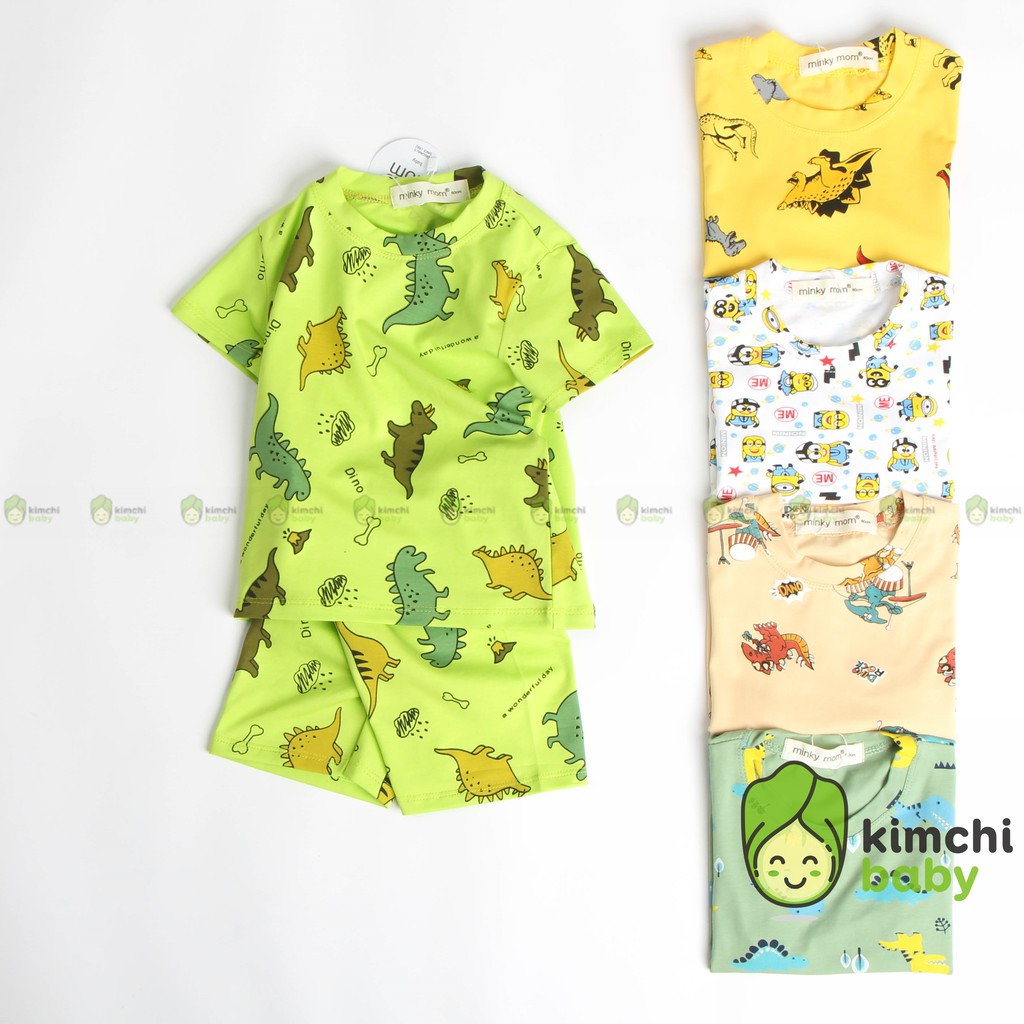 Đồ Bộ Bé Trai Minky Mom Vải Cotton 100% Họa Tiết Khủng Long Minion, Bộ Cộc Tay Cho Bé Mặc Nhà Mùa Hè MKM2120