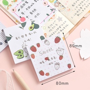 Tập 80 giấy note giấy nhớ 8*8cm họa tiết dễ thương FRUIT ST440