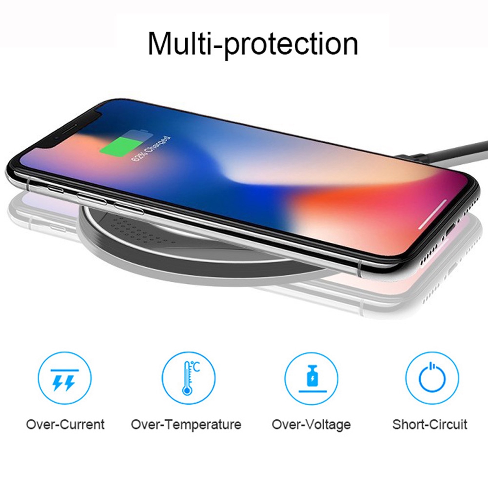 Đế Sạc Không Dây 10w Qi Có Đèn Led Cho Điện Thoại Ios Android Samsung Galaxy Iphone Huawei Xiaomi