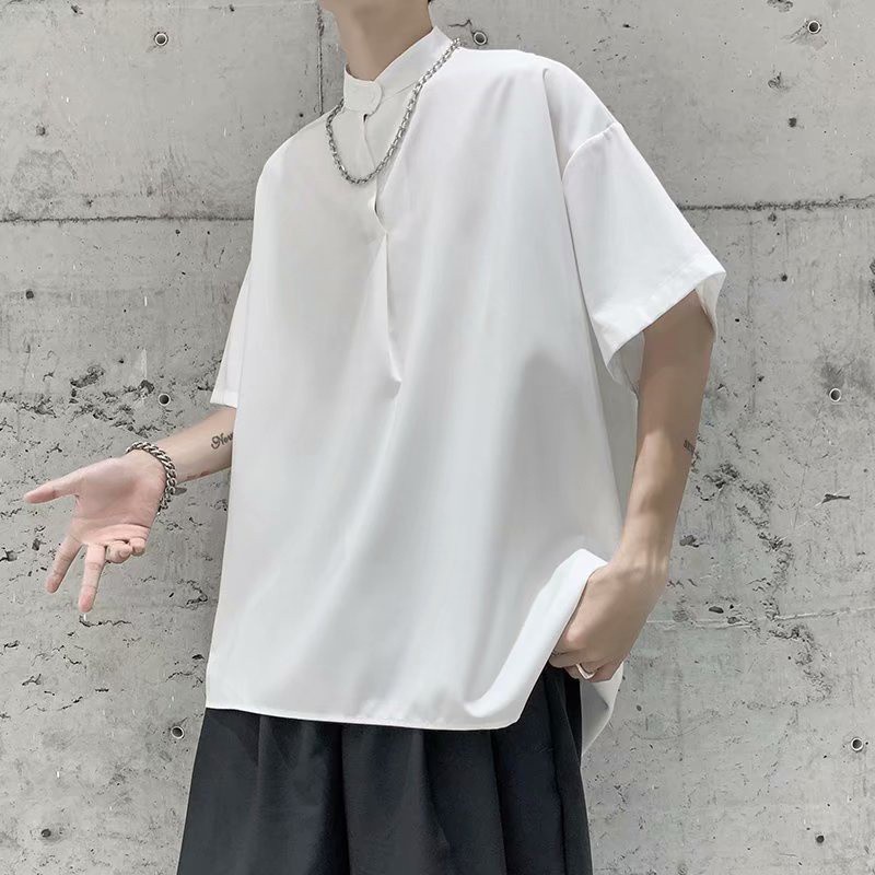 Áo Sơ Mi Lụa Ngắn Tay Dáng Rộng Thời Trang Mùa Hè Dành Cho Nam
