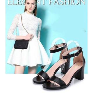 Giày sandal cao gót nữ quai ngang 7 phân size lớn 40 41 42 43