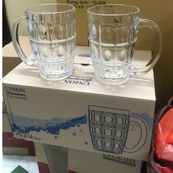 SALE HÀNG Thái Lan chính hãng Bộ 6 Cốc Ly Uống Bia Mãng Cầu Mắt Na Thủy Tinh Thái Lan - 410ml - UG 316