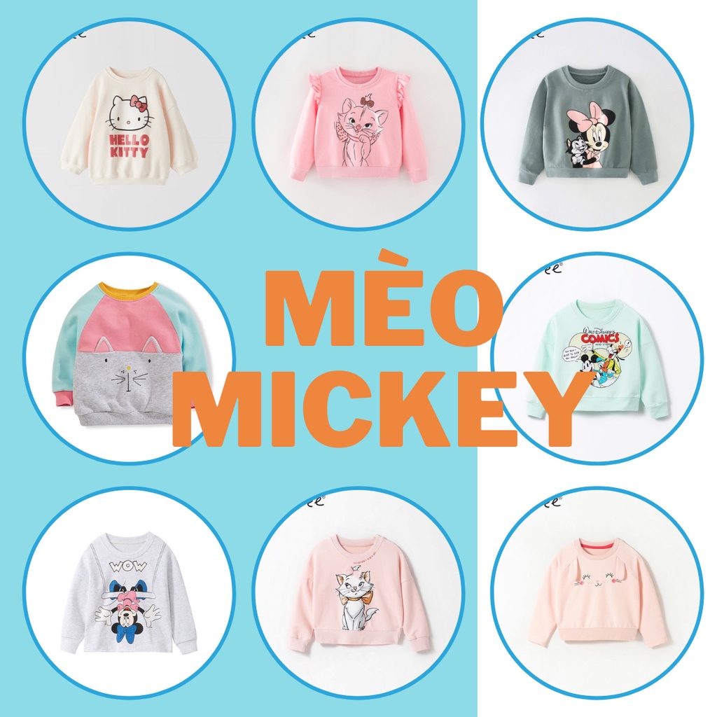 BST áo nỉ Mèo, Mickey Little Maven/Malwee cho bé gái 2-8 tuổi - Little Maven Official Store