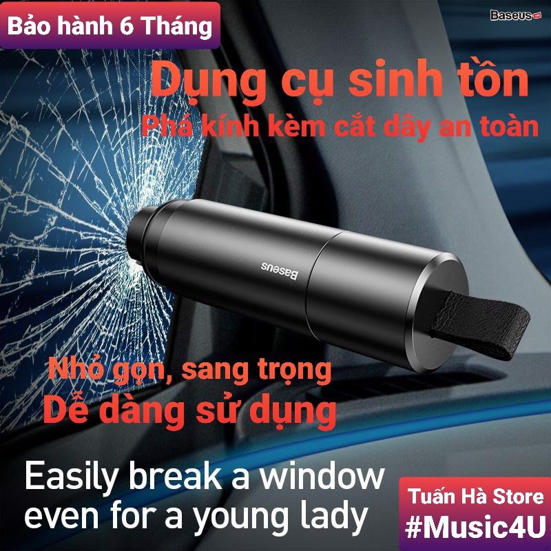 Dụng cụ phá kính, cắt dây an toàn ô tô Baseus (Màu đỏ) [Tech4Car]