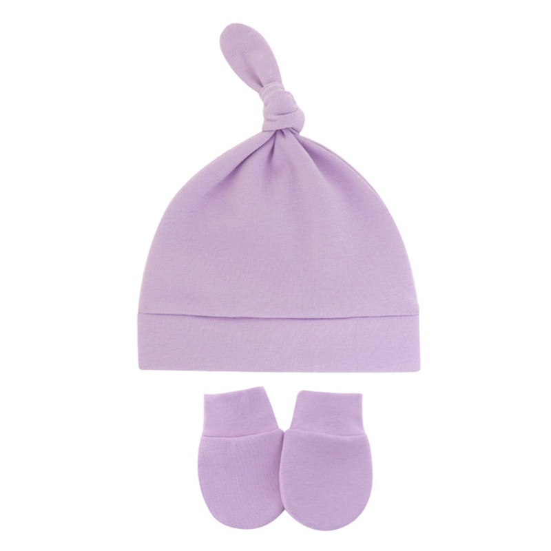 Set Mũ Beanie + Găng Tay + Găng Tay Chống Trầy Xước Giữ Ấm Cho Bé Sơ Sinh