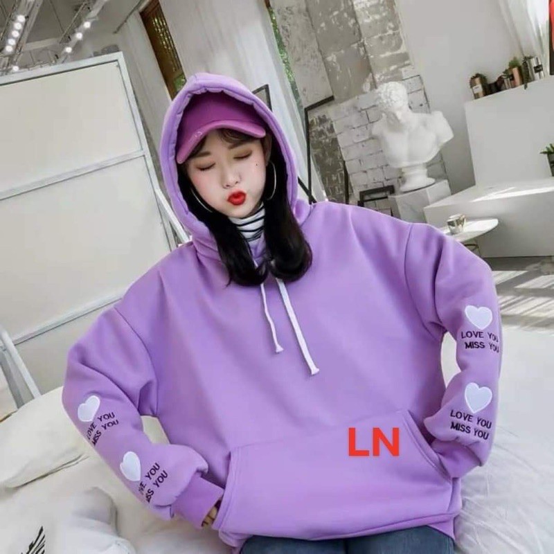 [SLC] [Free ship 50k] ❤️❤️❤️- Áo hoodie love miss you hai tay LN12 -Vải xịn