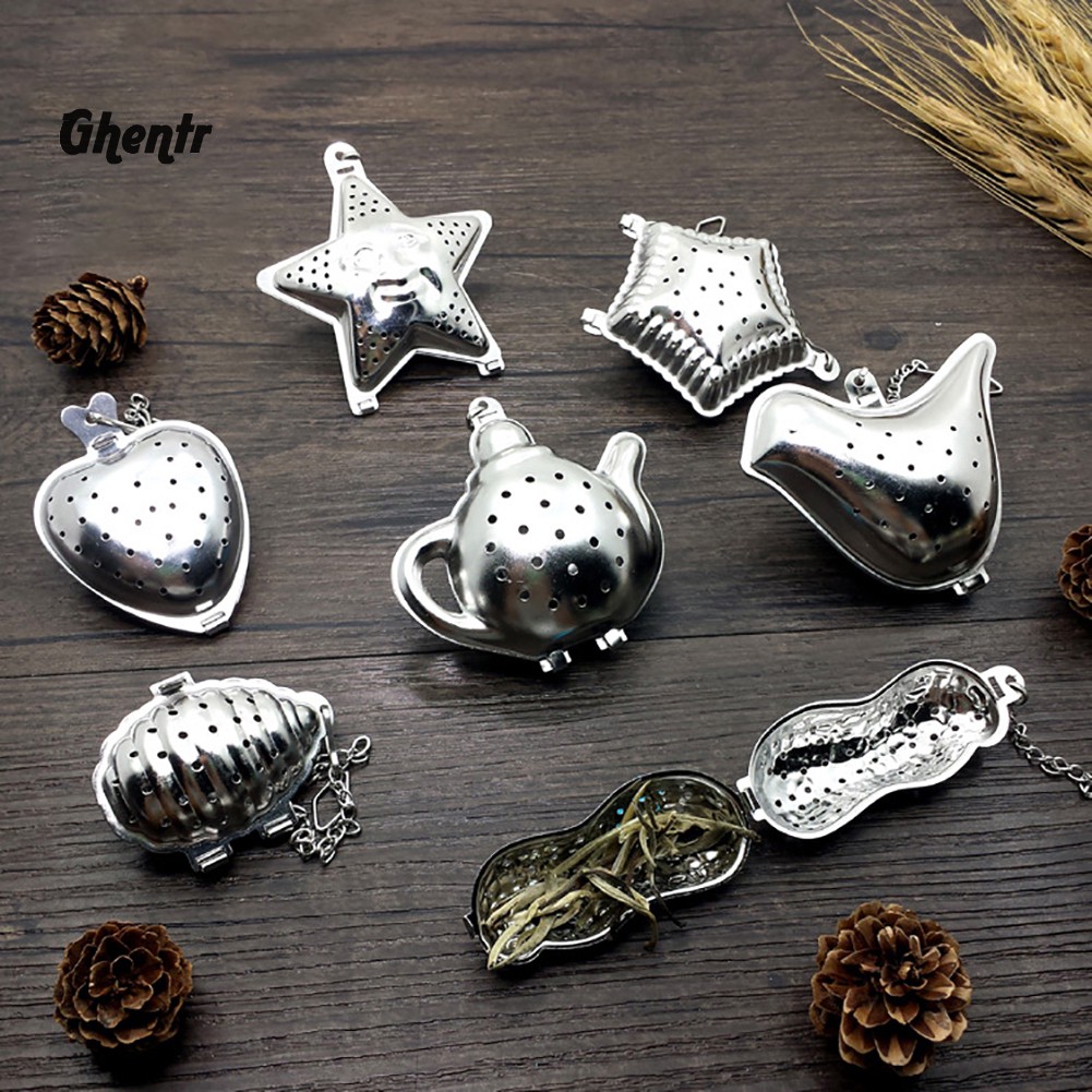 ♈Gh Stainless Steel Star Teapot Chick Heart Loose Tea Maker Infuser Strainer Filter