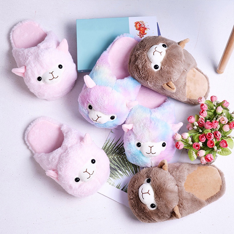 Dép Bông Đi Trong Nhà Hình Lạc Đà Hoạt Hình Giữ Ấm Mùa Đông Cho Nữ