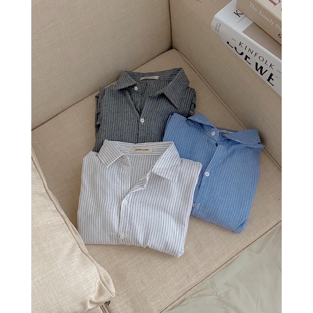 [ RẺ VÔ ĐỊCH] Áo sơ mi kẻ sọc tay bồng mặc đi học, đi chơi ( màu Trắng / Xanh / Xám ) | BigBuy360 - bigbuy360.vn