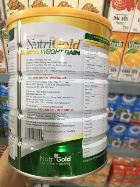 Sữa nutri gold Weight gain 900g( dành cho người gầy)