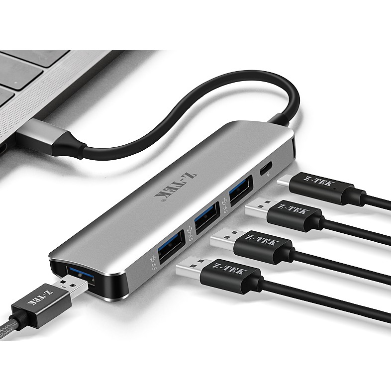 Cáp chia tín hiệu Type C sra 4 cổng USB 3.0 Ztek ZY 318