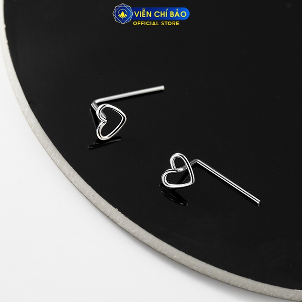 Bông tai bạc nữ hình trái tim (1 chiếc) chất liệu bạc 925 - Viễn Chí Bảo B400270