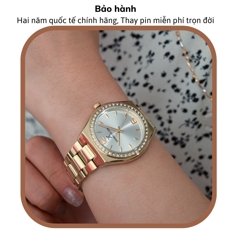 Đồng hồ nữ Daninel Klein Watch DK.1.12794 mặt nhỏ đính đá, kính cứng chống xước, chống nước, dây thép đeo tay cao cấp