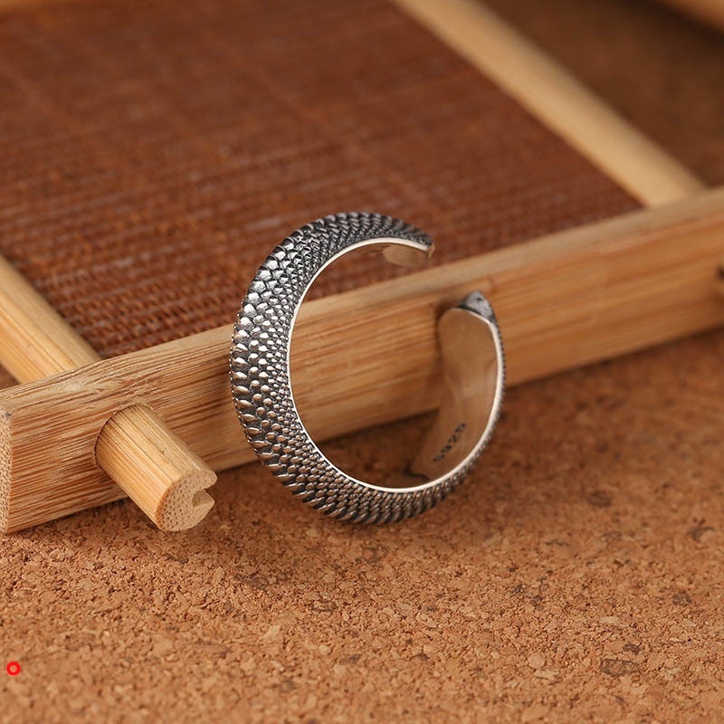 Nhẫn đeo tay họa tiết vảy rồng phong cách hip hop thời trang cá tính cho nam