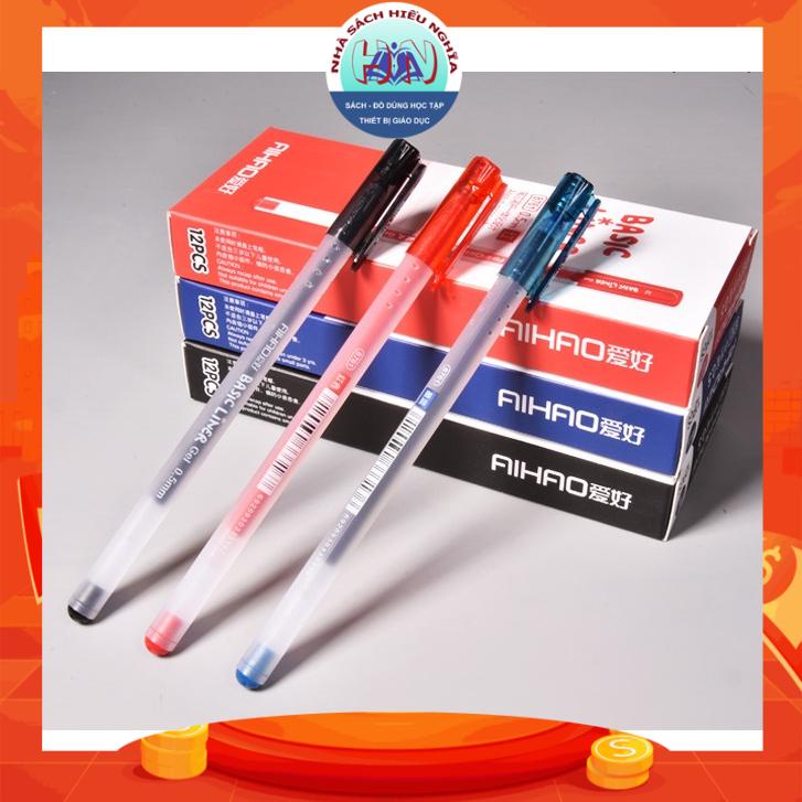Bút gel AIHAO Thân trong suốt mờ - nét 0.5mm - 3 màu mực
