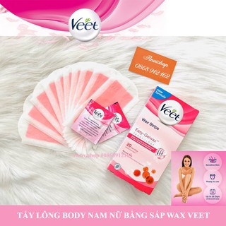 Miếng wax lông body Veet (20 miếng + tặng 2 khăn lau sáp dưỡng da) ANVISHOP